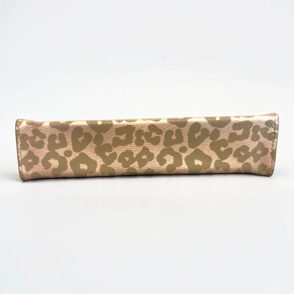 NWT Hollis Leather Leopard Print Accessory Pouch Zippered 10”x7.5” Travel Bag - Picture 14 of 15